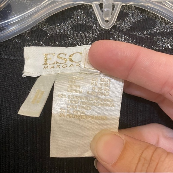 Escada Margaretha Ley Lace Knit Cardigan Wool Sweater Charcoal Black EU Sz 38 - Picture 7 of 9